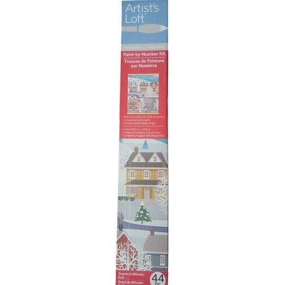 Artist’s Loft Paint-by-Number Kit Snowy Town Scene 16x20 Canvas 44 pcs - Picture 2 of 7